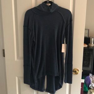 Blue Free People Turtleneck Sweater